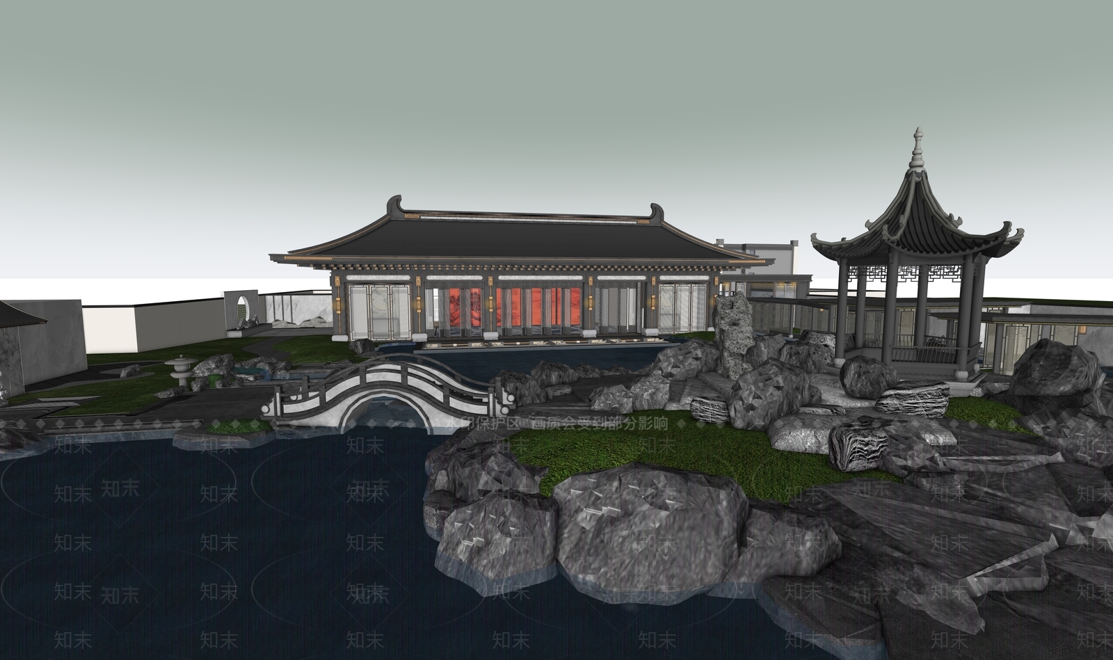 新中式现代其他商业建筑SU模型下载【ID:1181315836】