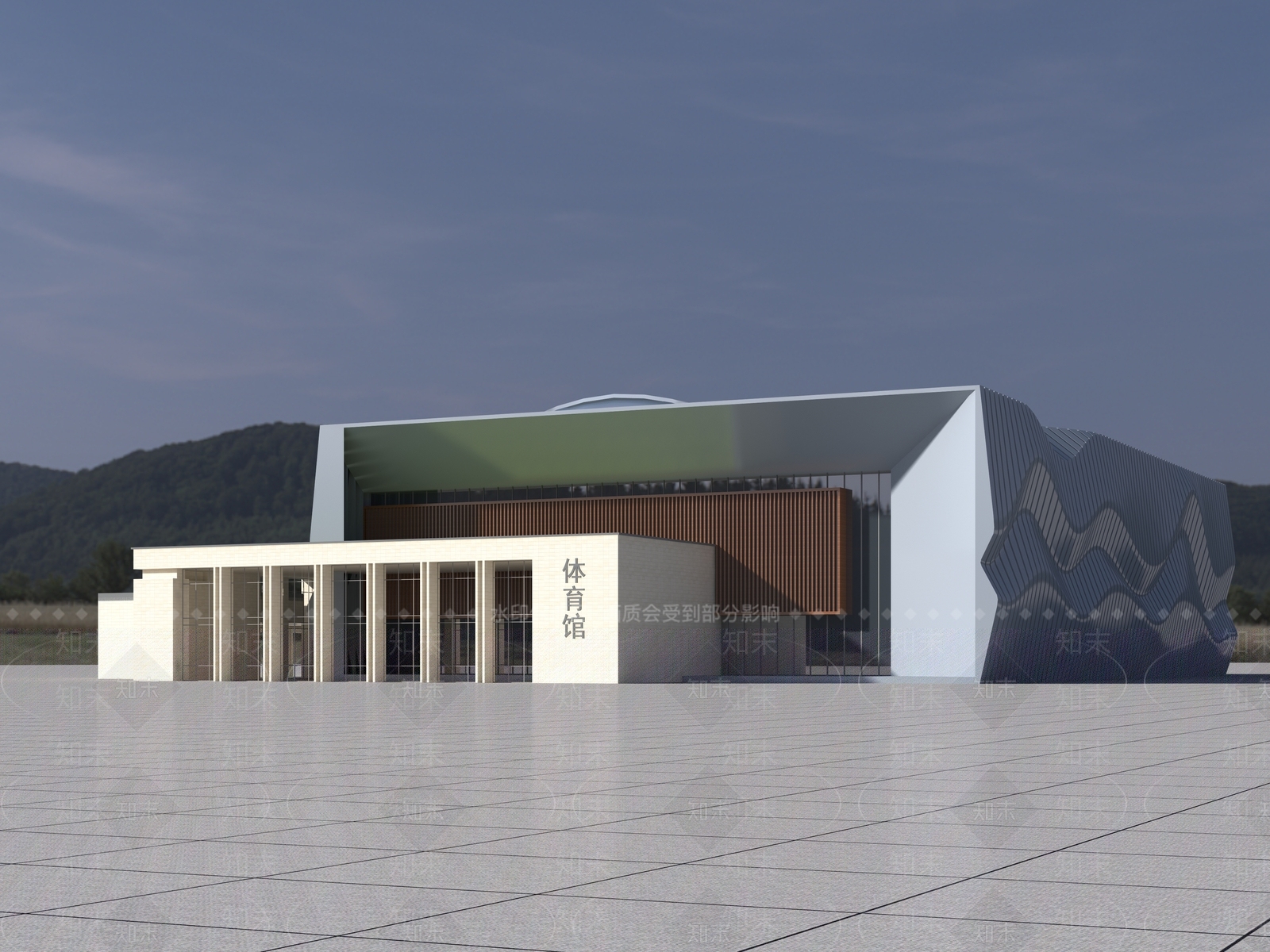 现代轻奢体育馆外观3D模型下载【ID:1181317294】