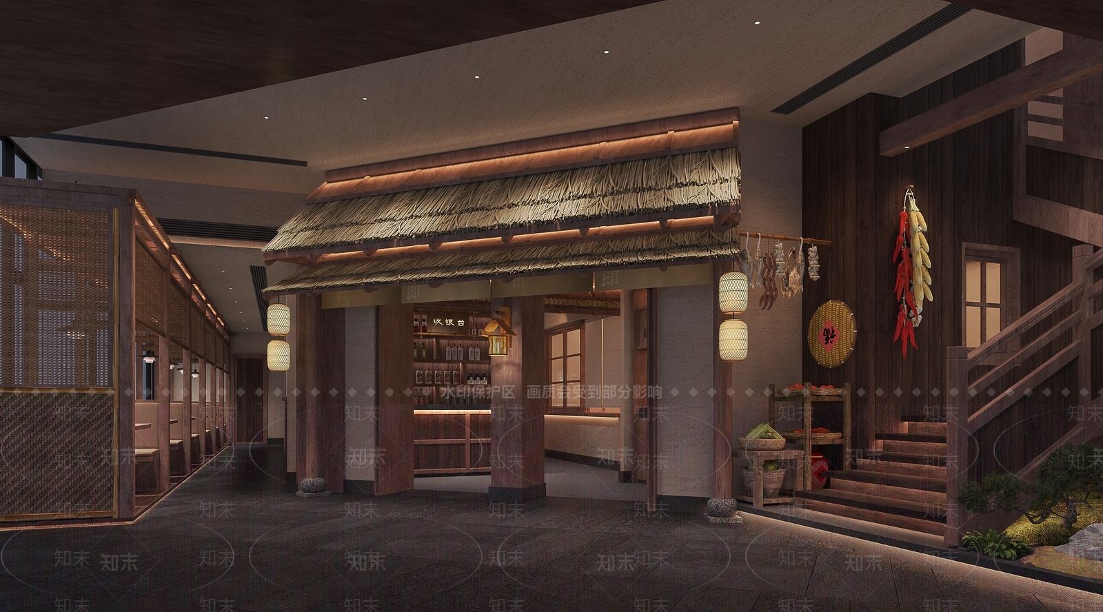 现代复古中餐厅3D模型下载【ID:1181327417】