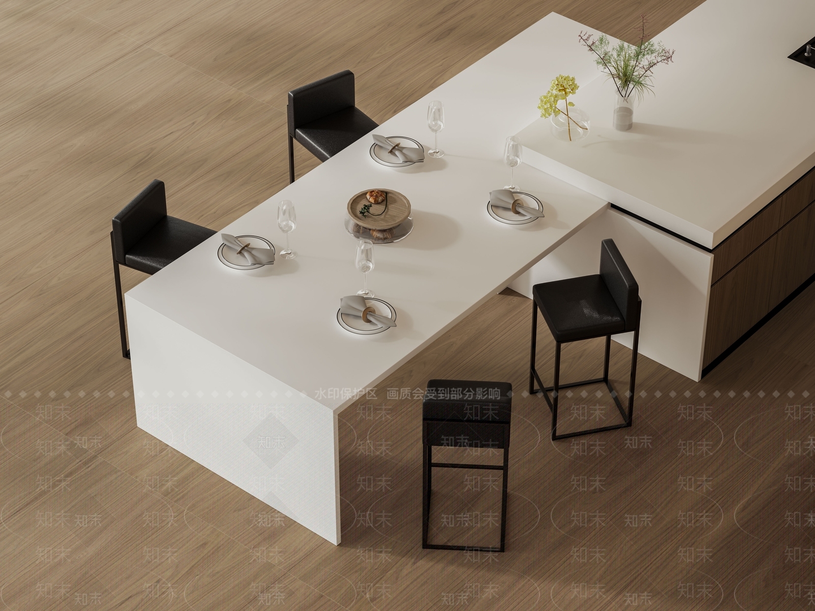 黑色皮革吧台椅吧椅3D模型下载【ID:1227463091】