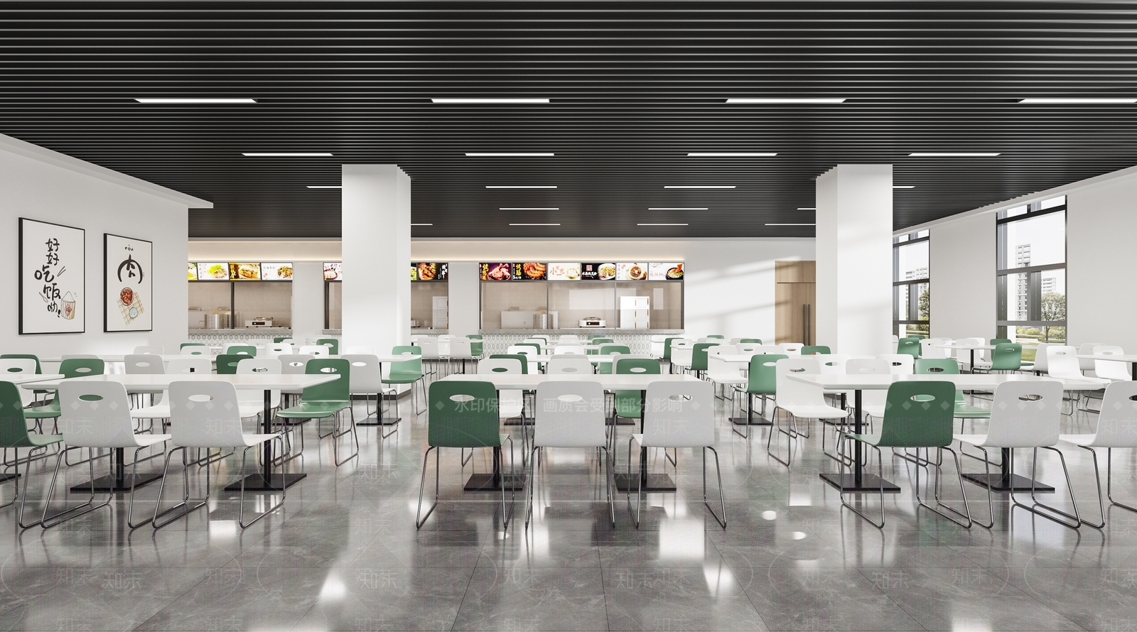 现代极简食堂3D模型下载【ID:1181329182】