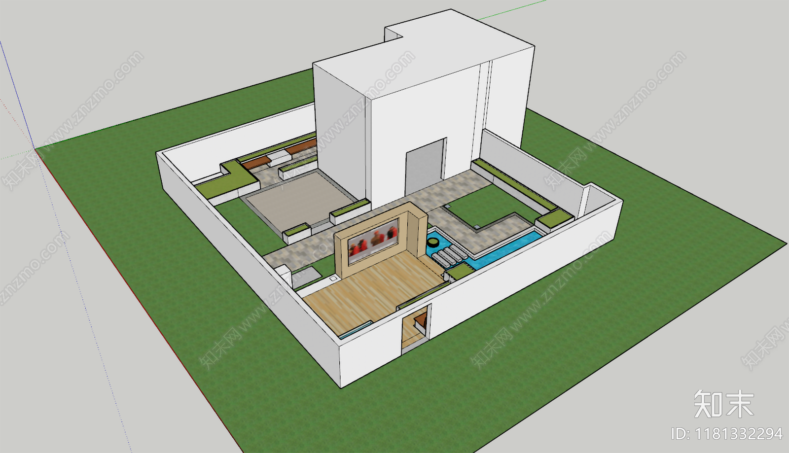 现代别墅庭院SU模型下载【ID:1181332294】