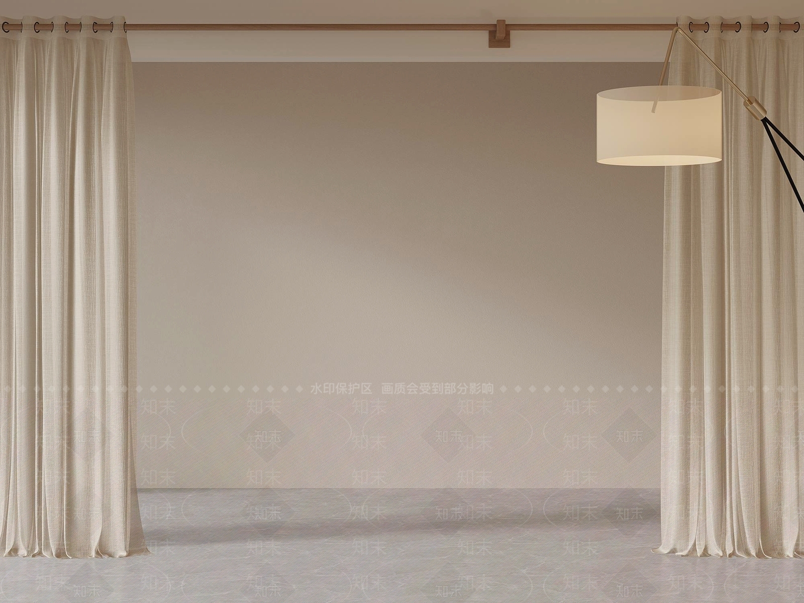 现代罗马杆窗帘3D模型下载【ID:1181333230】