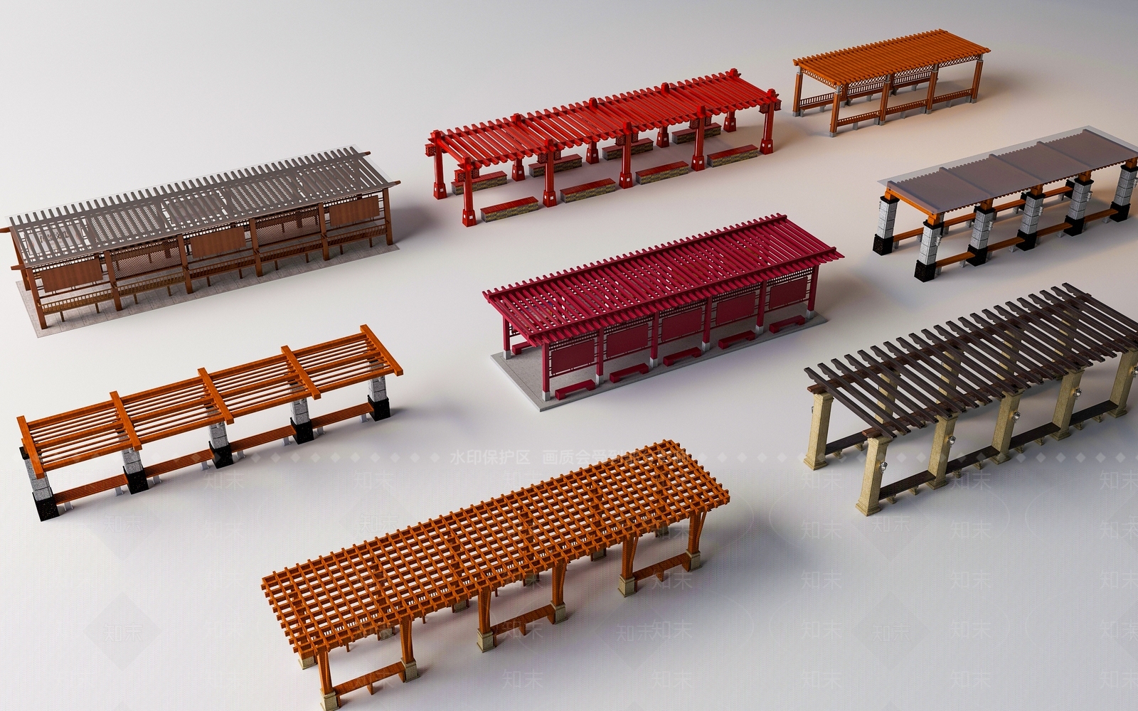 现代廊架3D模型下载【ID:1181333725】