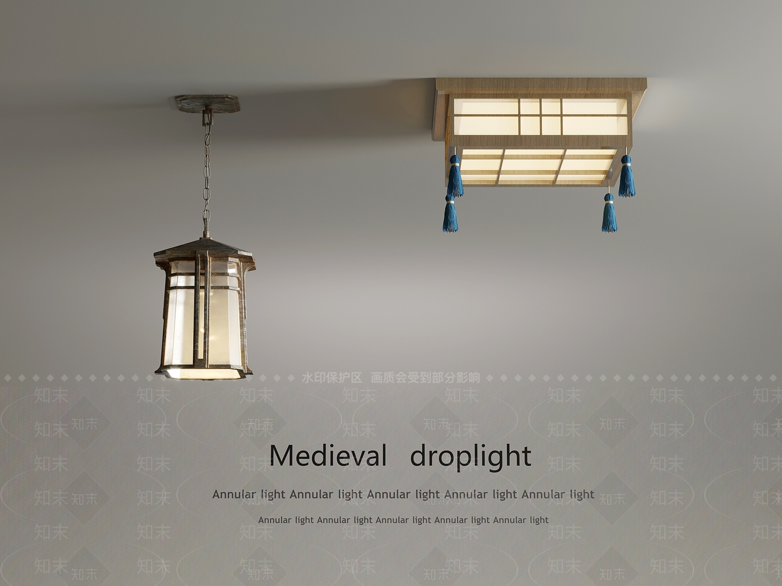 日式吸顶灯3D模型下载【ID:1181340062】