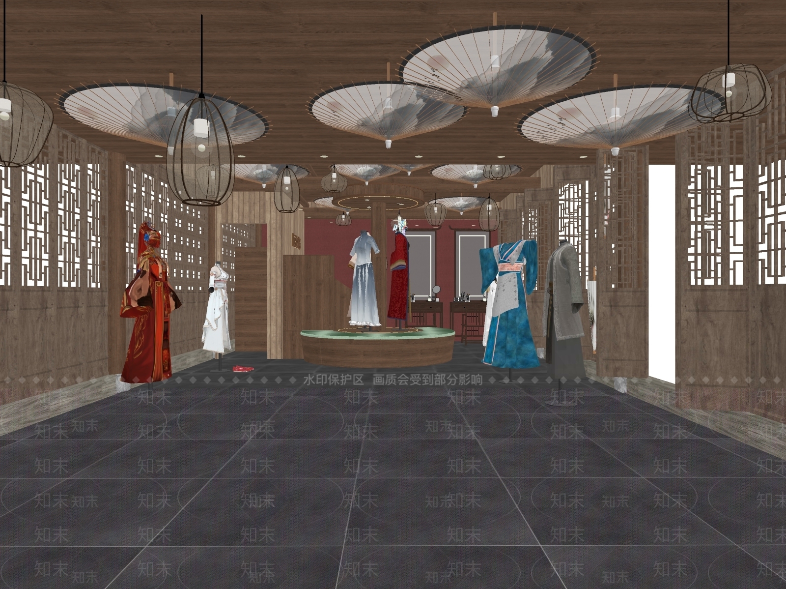 中式新中式服装店SU模型下载【ID:1181341422】