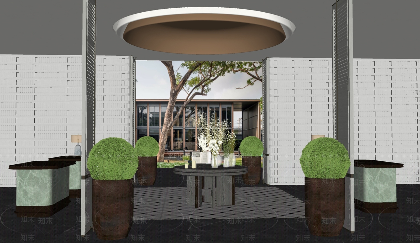 现代酒店大堂SU模型下载【ID:1181347664】