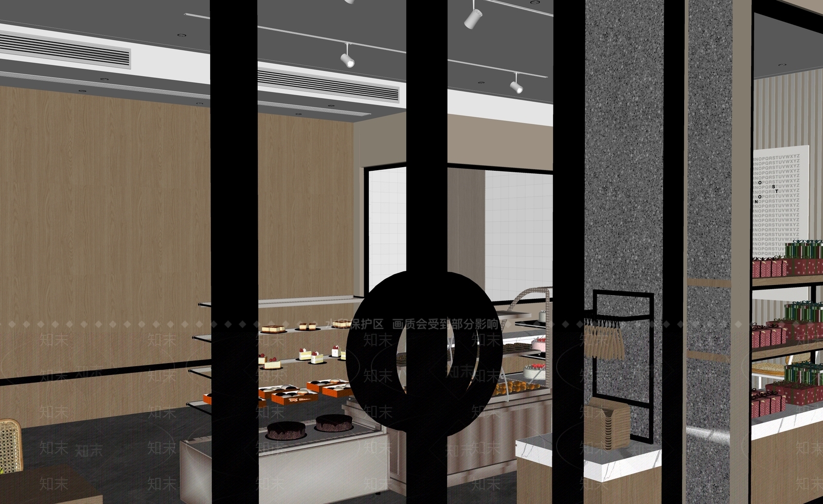 现代新中式甜品面包店SU模型下载【ID:1181353470】