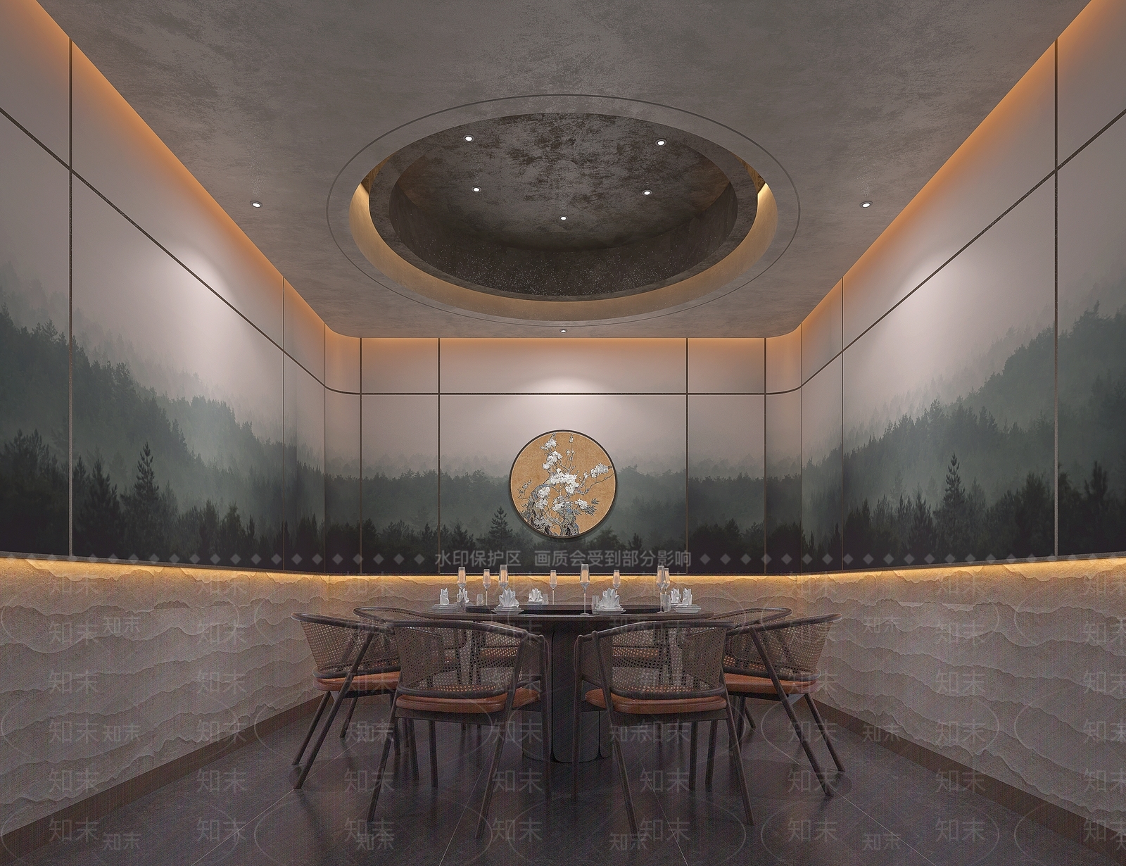 新中式现代中餐厅3D模型下载【ID:1181354622】