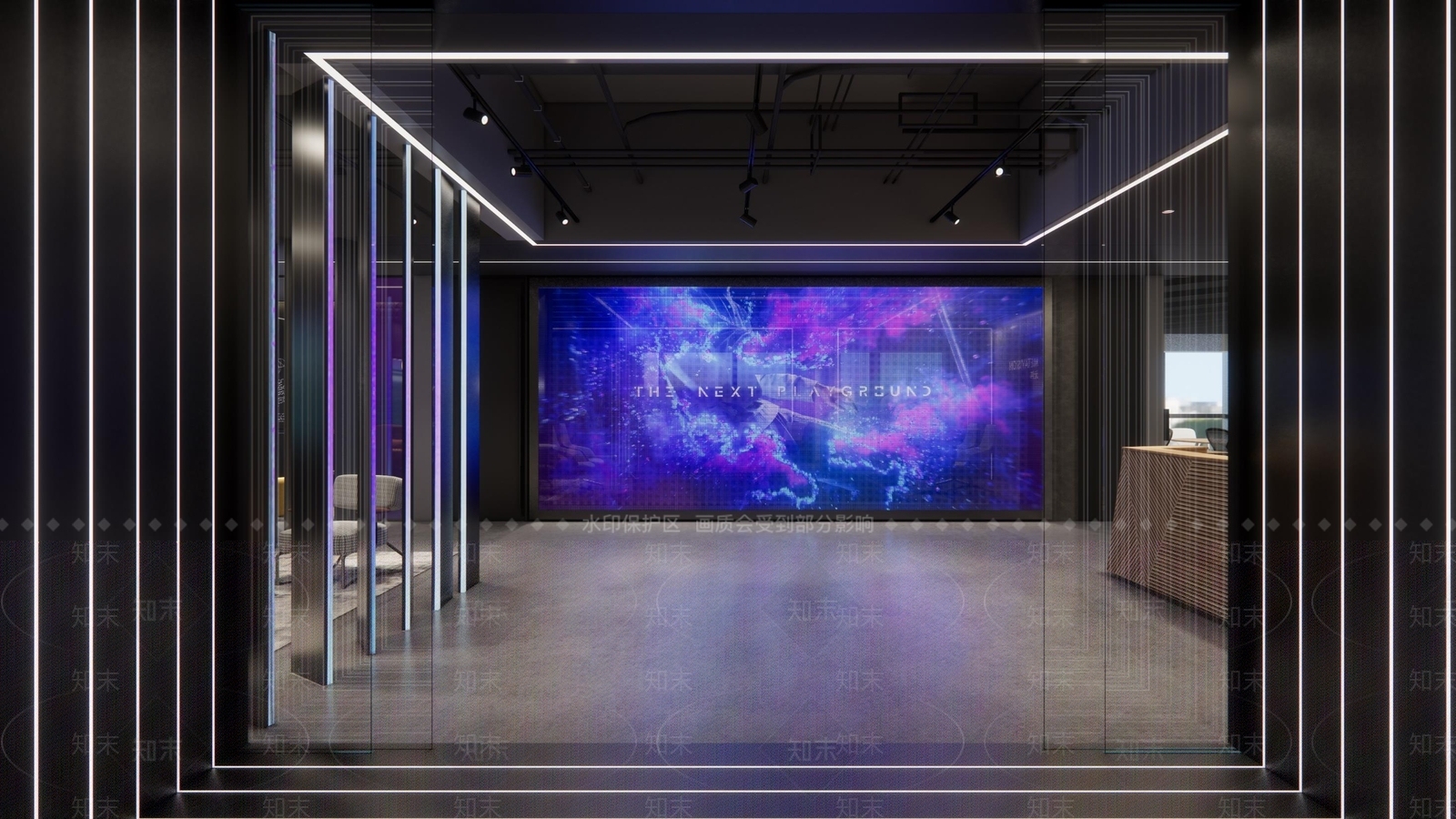 现代办公大堂SU模型下载【ID:1181355443】