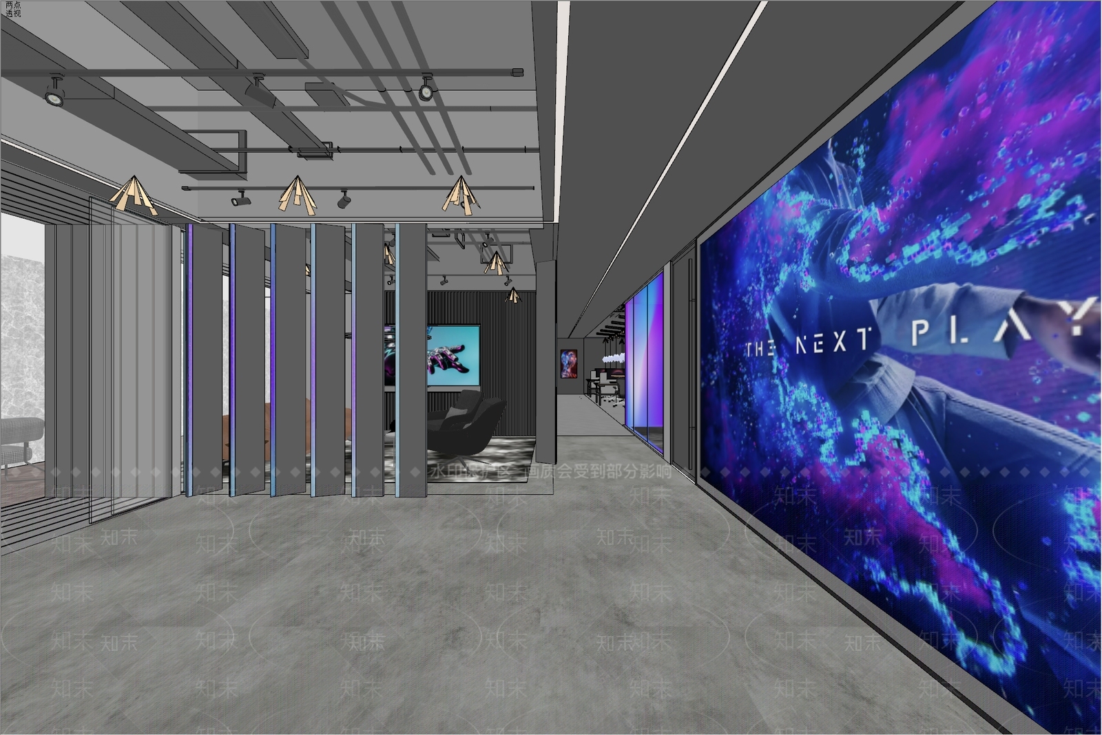 现代办公大堂SU模型下载【ID:1181355443】