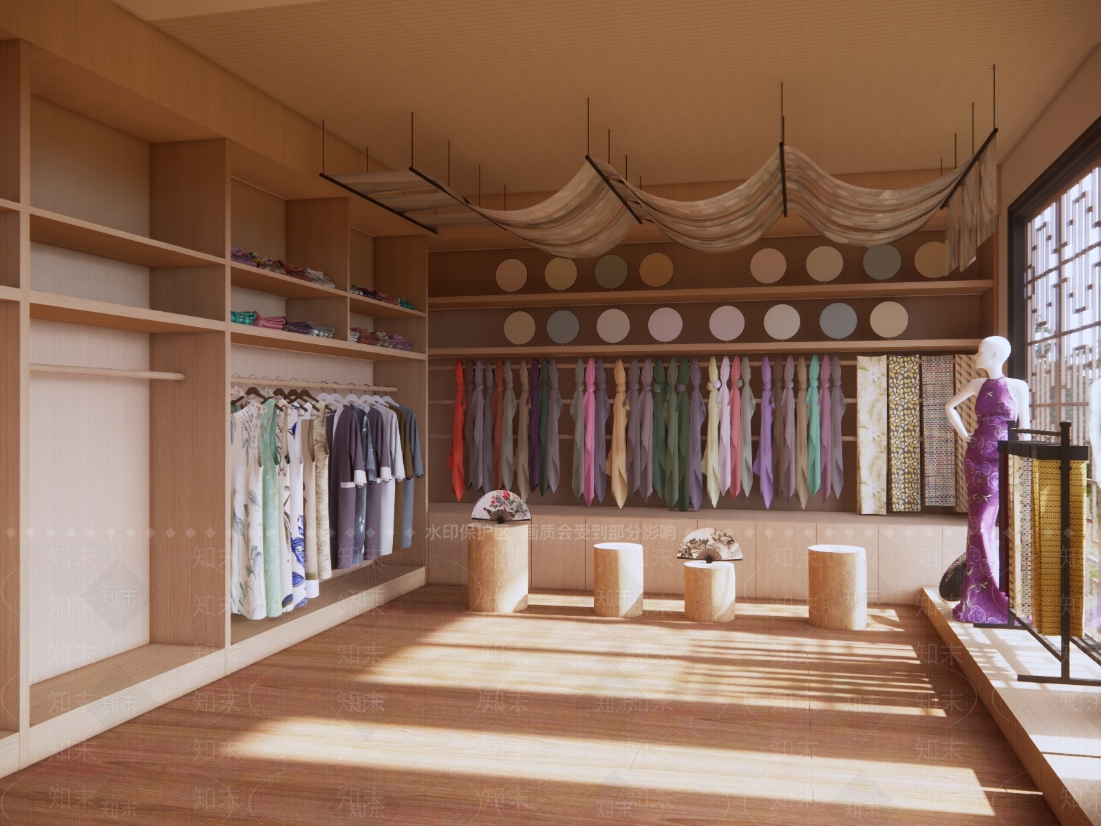 新中式中式服装店SU模型下载【ID:1181357178】