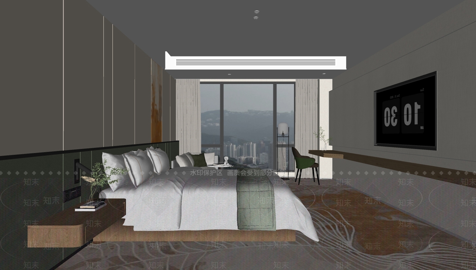 现代酒店客房SU模型下载【ID:1181364402】