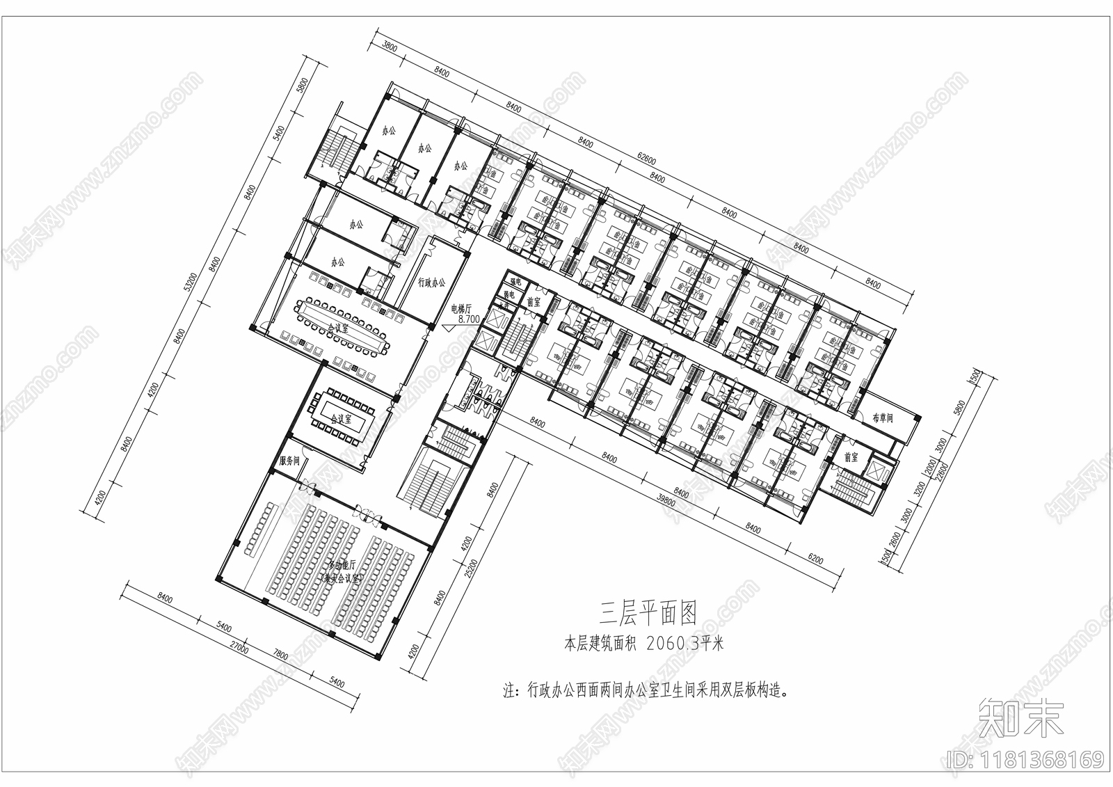 现代酒店建筑cad施工图下载【ID:1181368169】