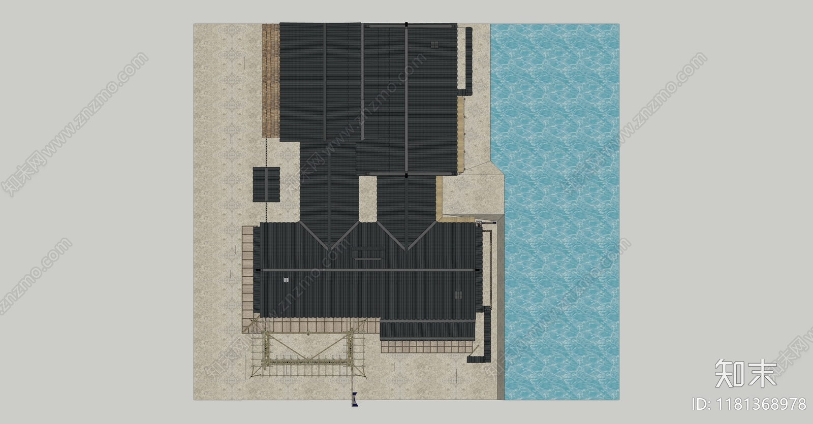 中式风格建筑SU模型下载【ID:1181368978】