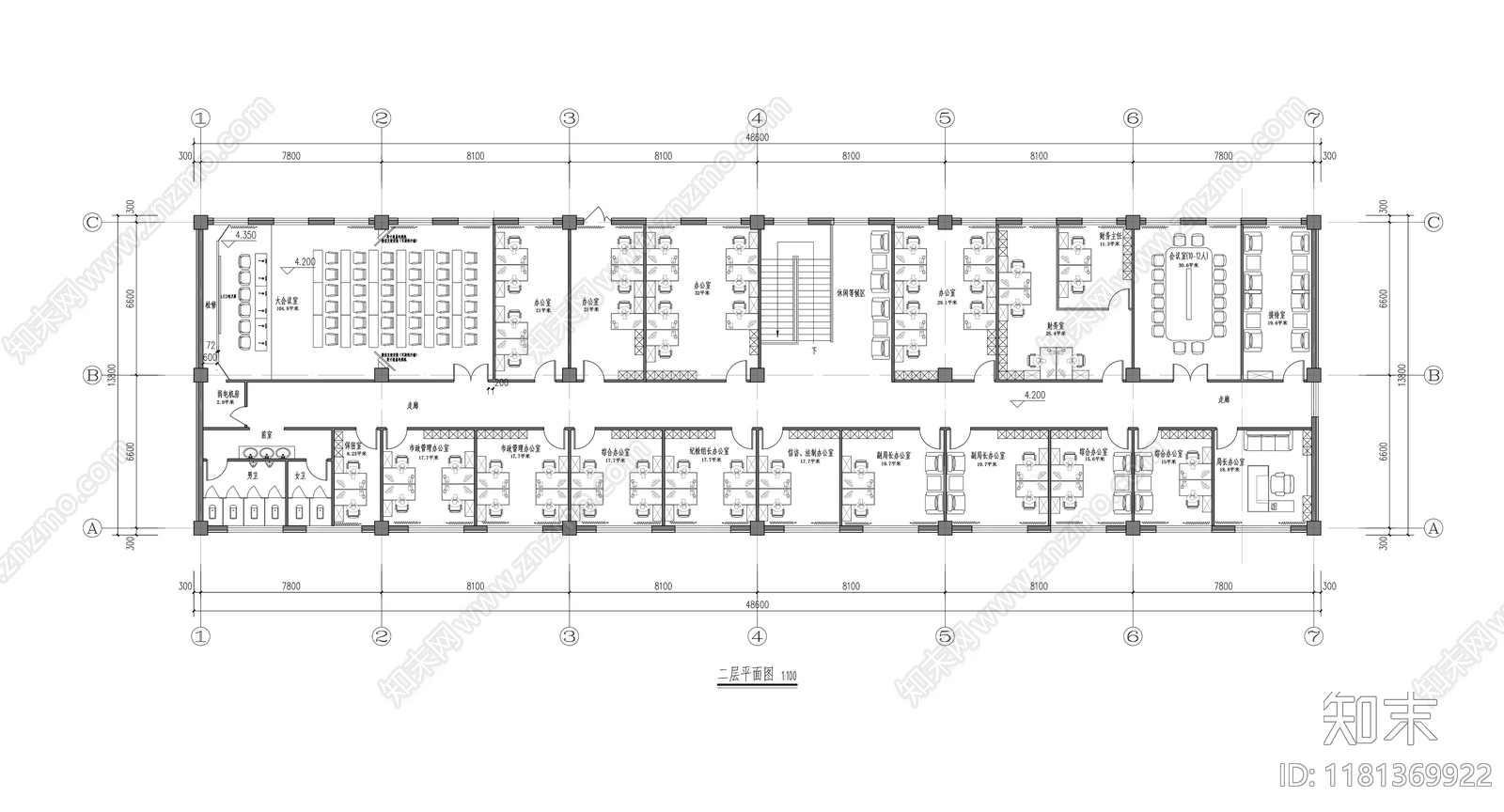 现代整体办公空间cad施工图下载【ID:1181369922】