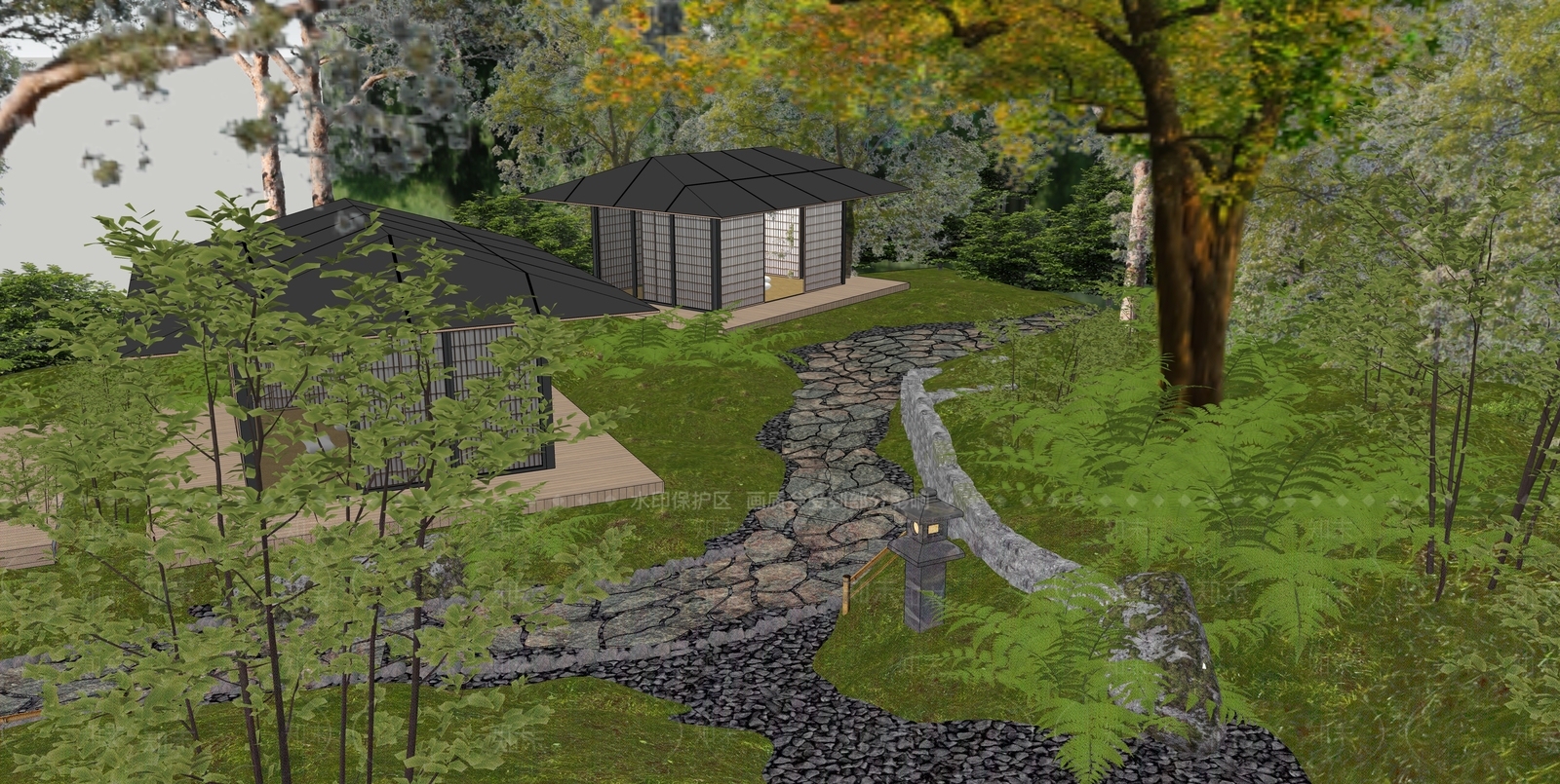 现代乡村公园SU模型下载【ID:1181375318】