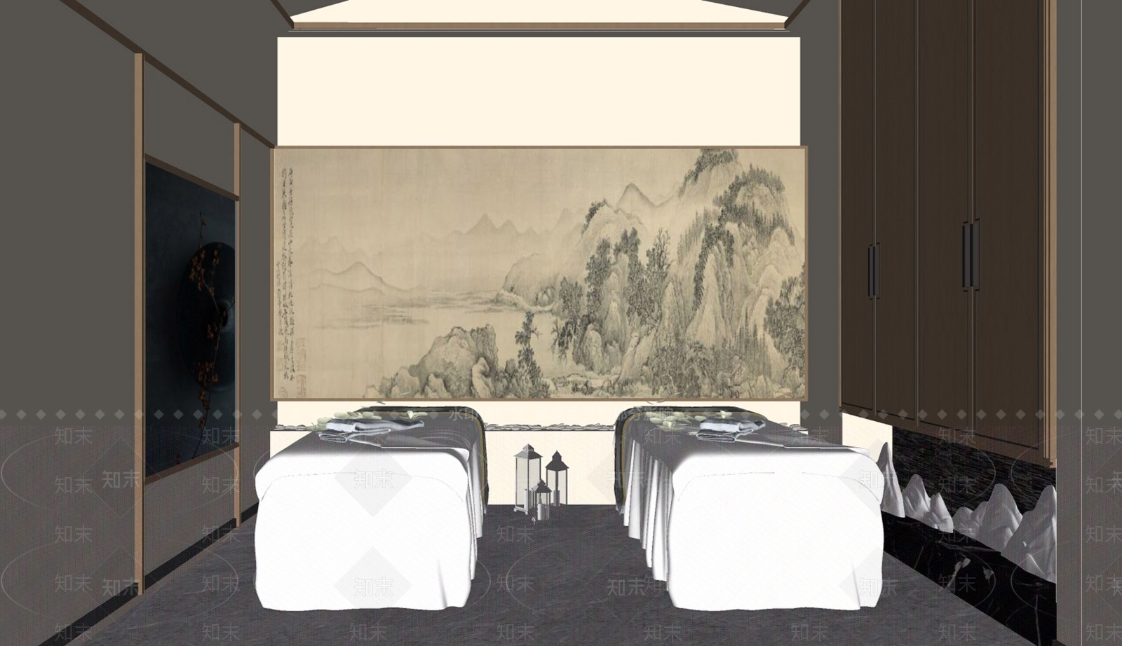 新中式包厢SU模型下载【ID:1181379367】