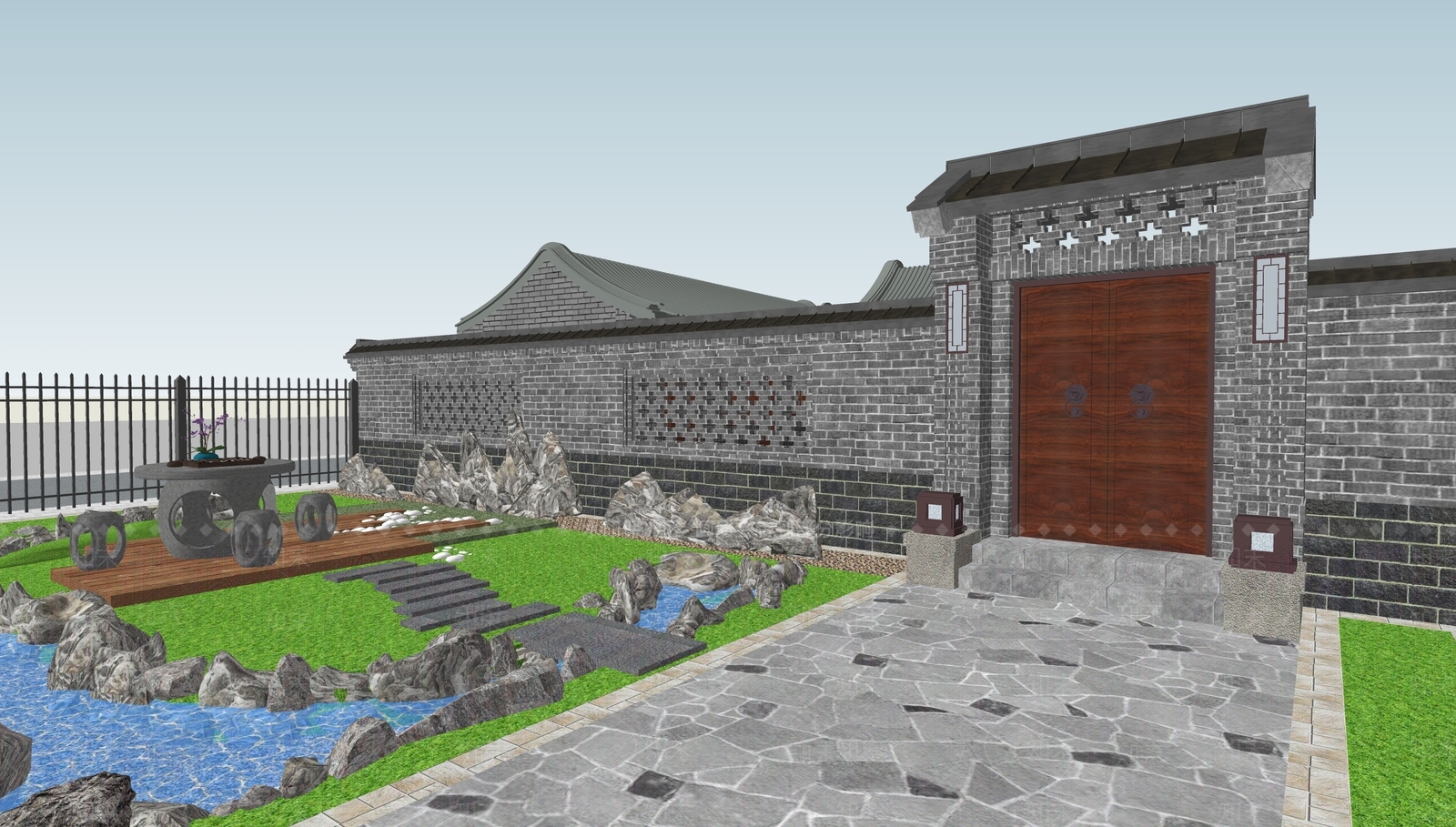 中式四合院SU模型下载【ID:1181381309】