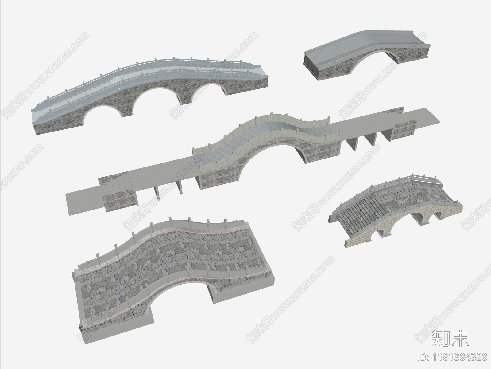 新中式中式景观桥SU模型下载【ID:1181384328】
