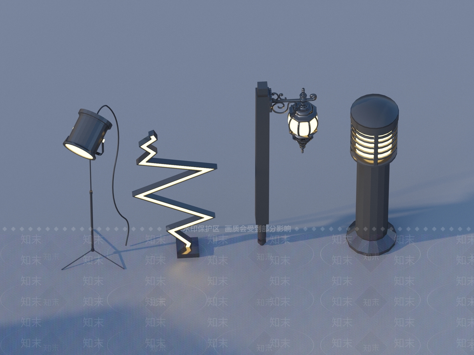 现代其他户外灯3D模型下载【ID:1181384985】