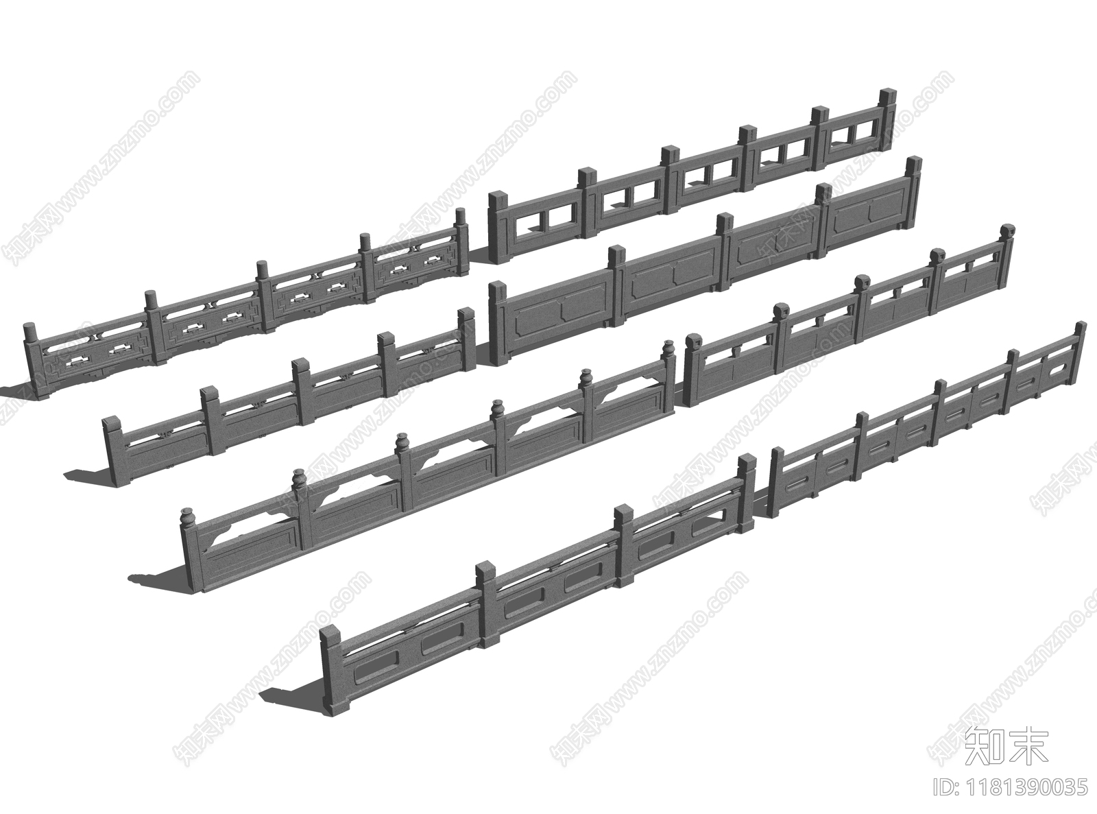 现代新中式围栏护栏SU模型下载【ID:1181390035】