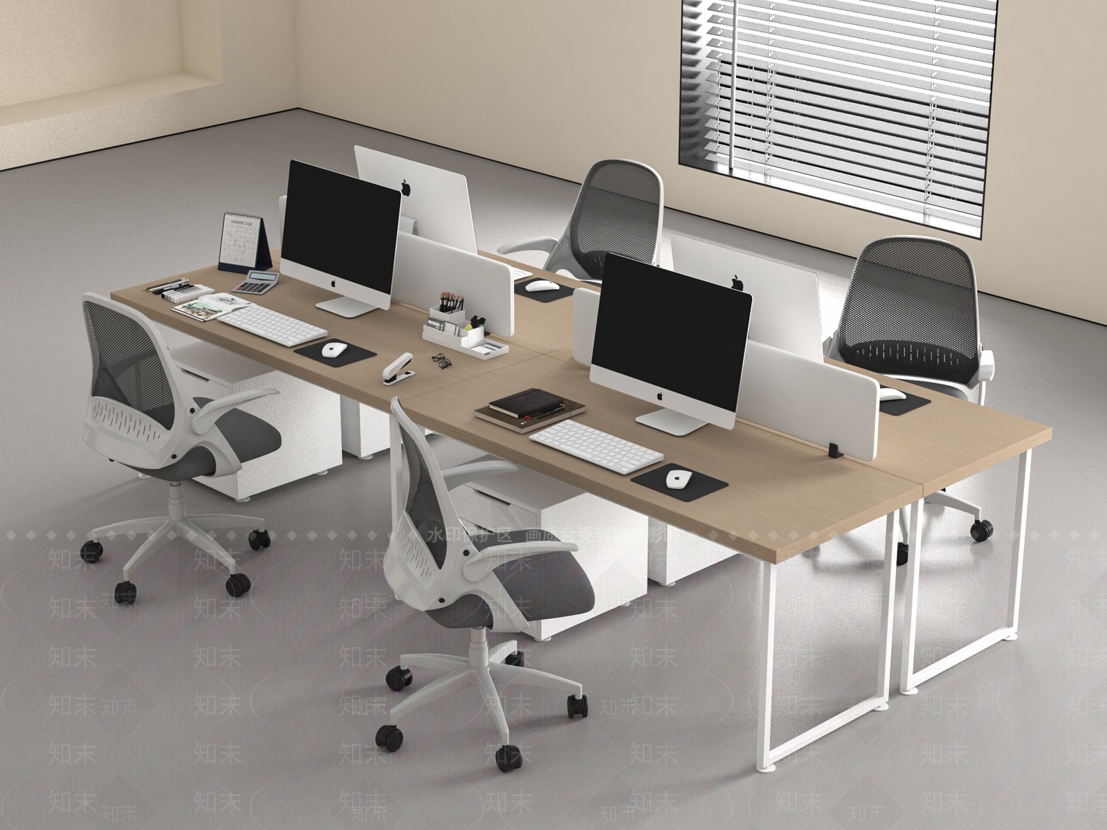 现代办公桌椅3D模型下载【ID:1181390554】