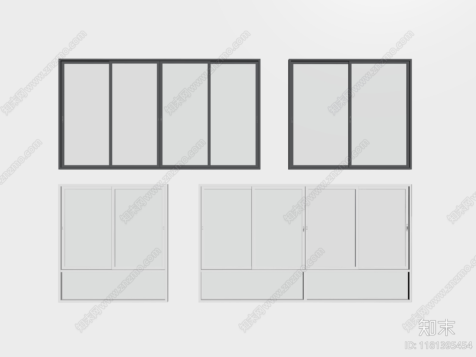 现代推拉窗SU模型下载【ID:1181395454】