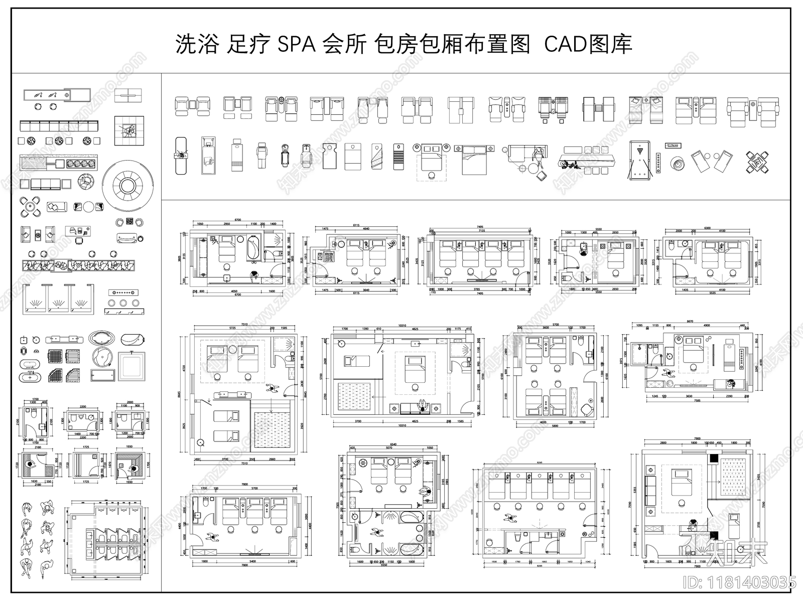 现代足浴店cad施工图下载【ID:1181403035】