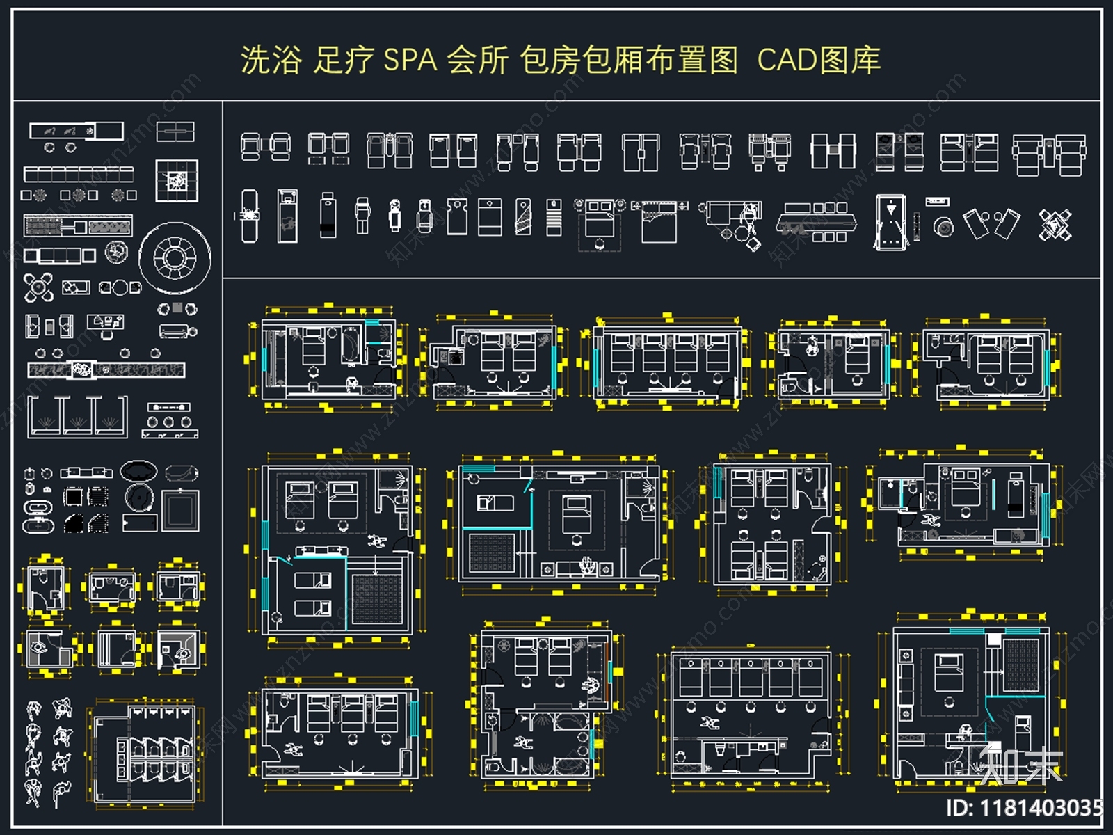 现代足浴店cad施工图下载【ID:1181403035】
