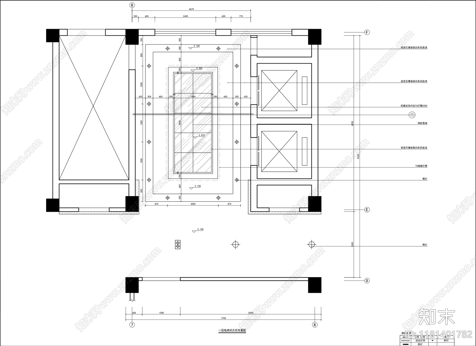 现代电梯厅cad施工图下载【ID:1181401782】