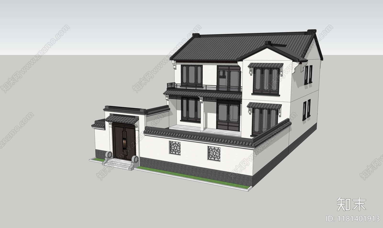 中式新中式别墅SU模型下载【ID:1181401913】