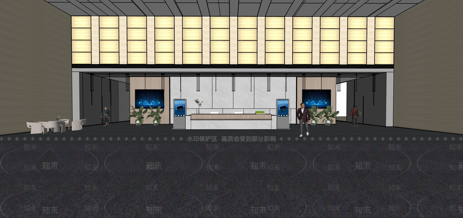 现代办公大堂SU模型下载【ID:1181406531】