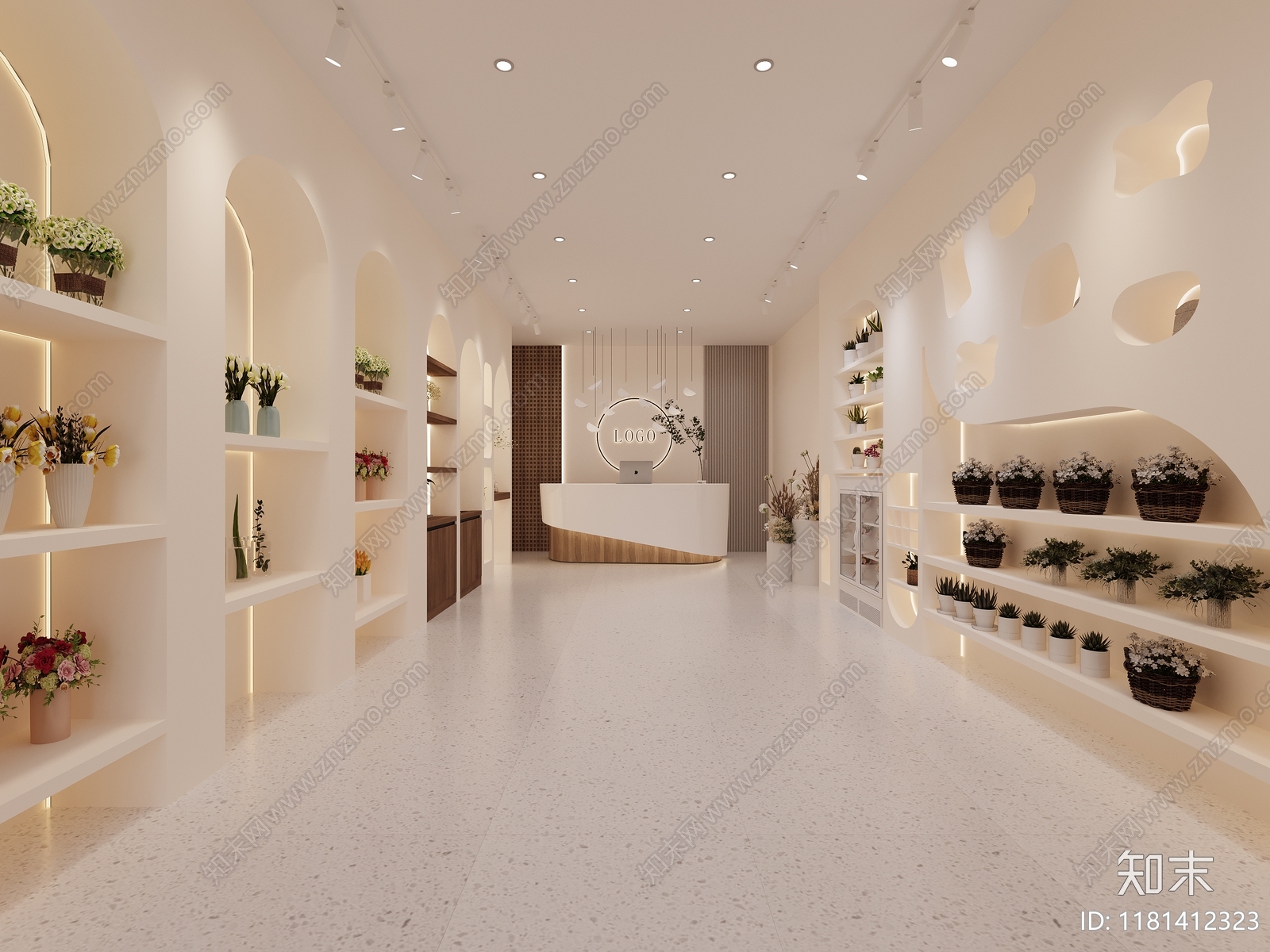 现代奶油花店3D模型下载【ID:1181412323】