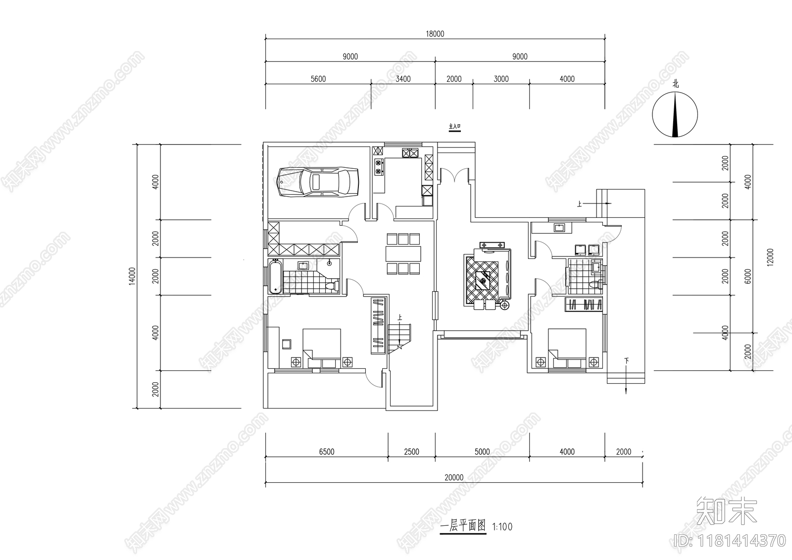 现代简约别墅建筑cad施工图下载【ID:1181414370】