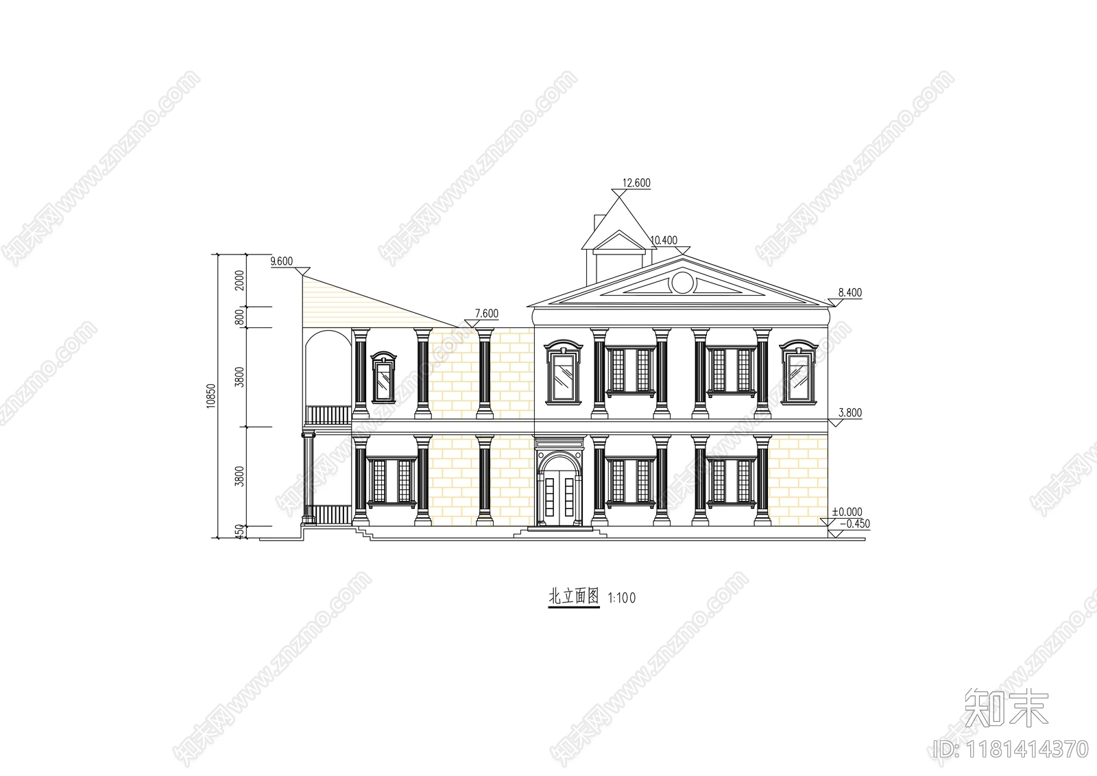 现代简约别墅建筑cad施工图下载【ID:1181414370】