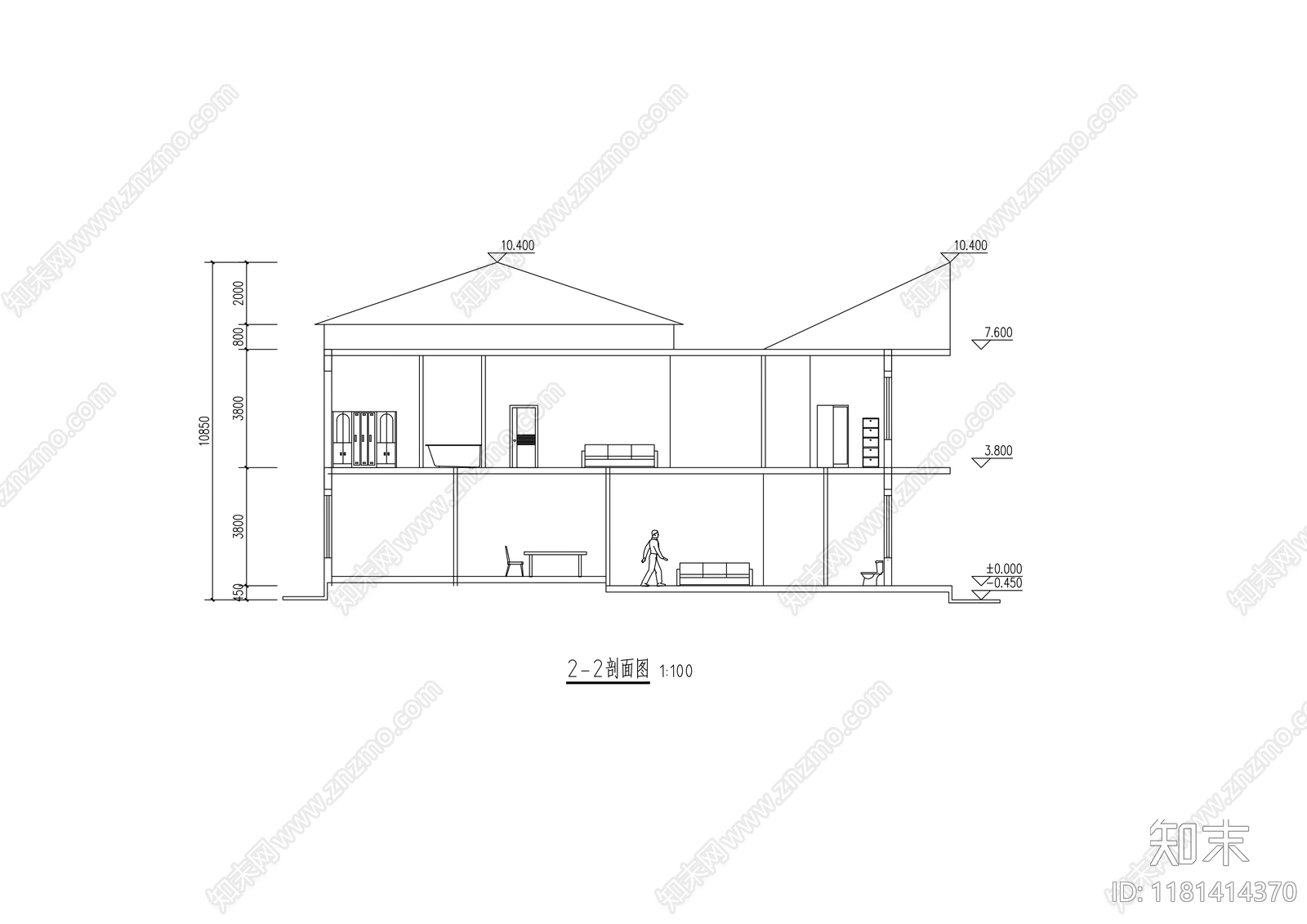 现代简约别墅建筑cad施工图下载【ID:1181414370】