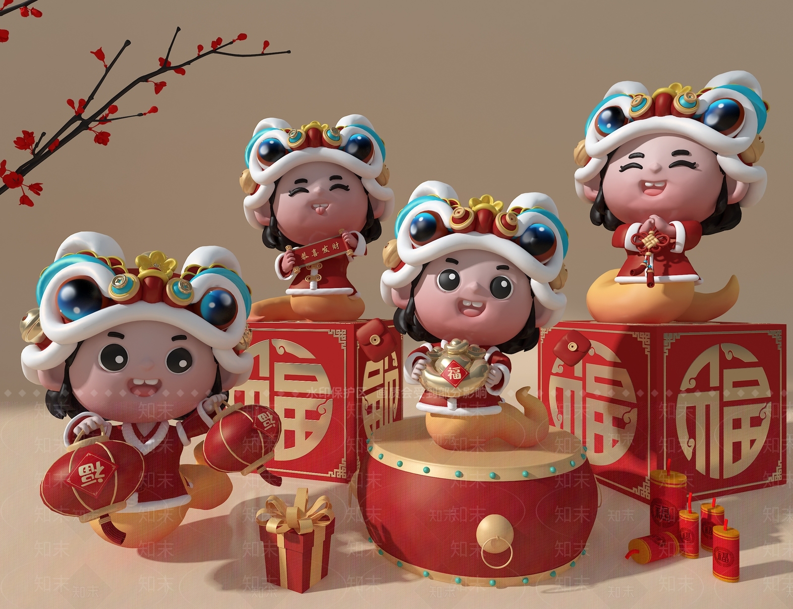 新中式美陈3D模型下载【ID:1181416337】