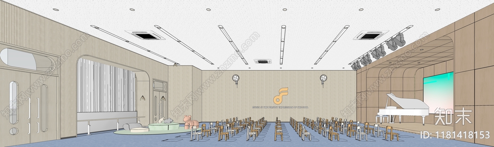 现代简约幼儿园内部SU模型下载【ID:1181418153】