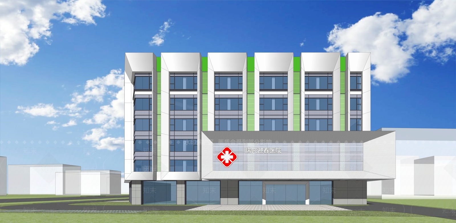 现代医院建筑SU模型下载【ID:1181418355】
