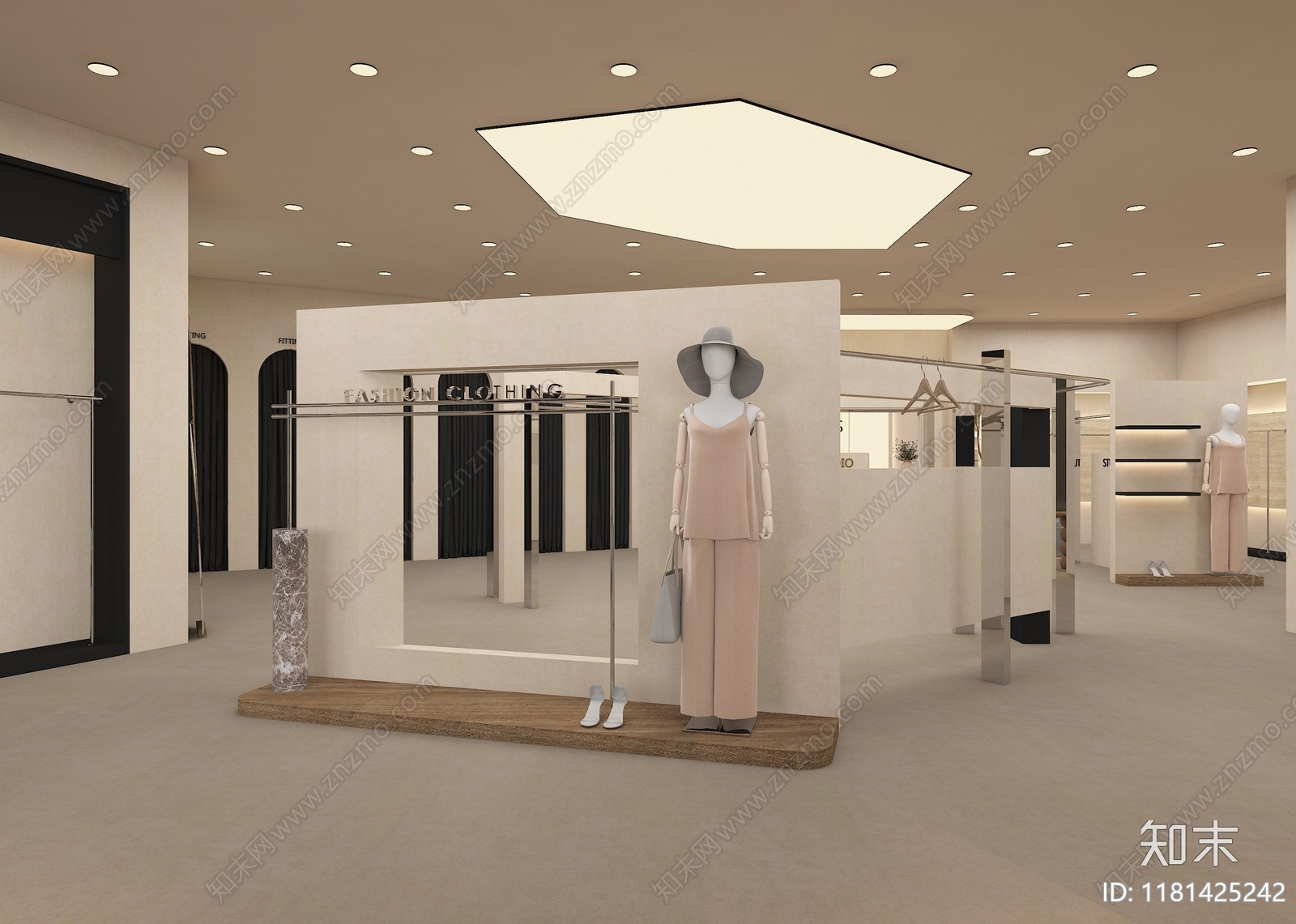 现代极简服装店3D模型下载【ID:1181425242】