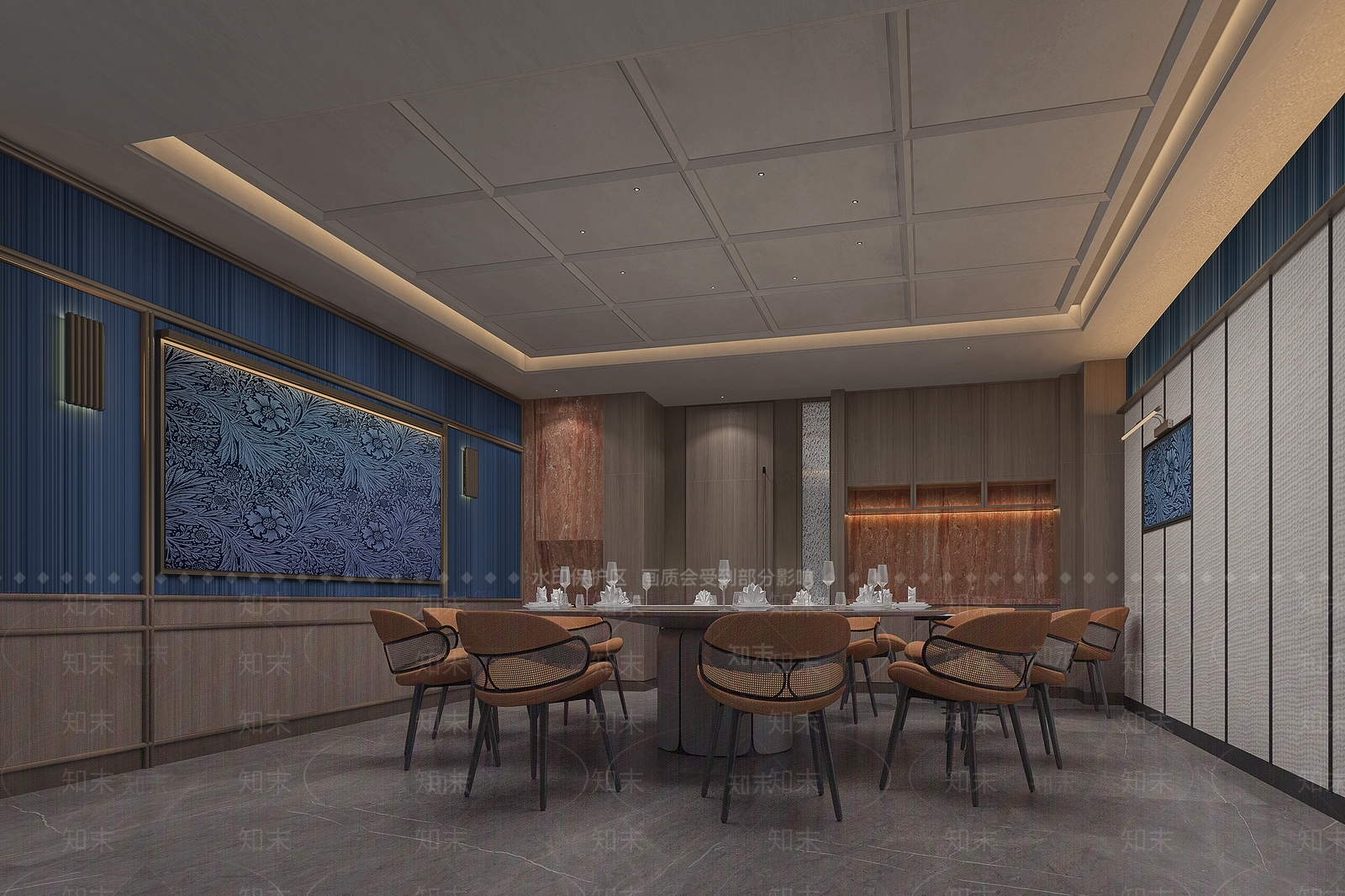 现代新中式中餐厅3D模型下载【ID:1181427859】