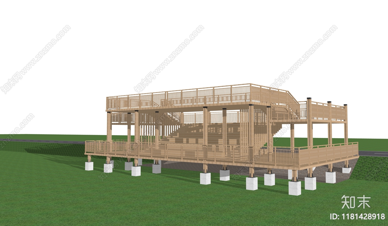 现代原木观景台SU模型下载【ID:1181428918】