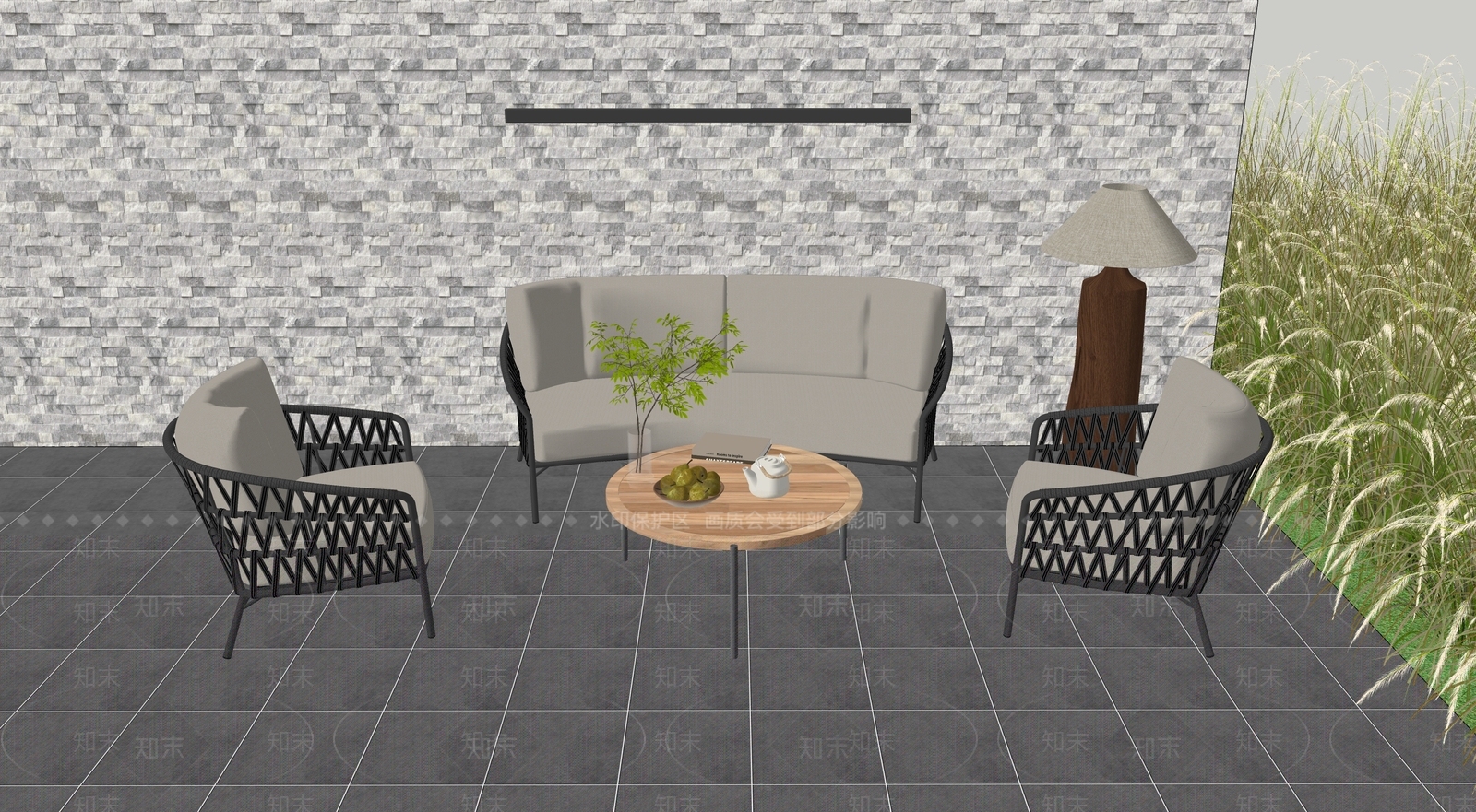 现代户外桌椅SU模型下载【ID:1181433826】