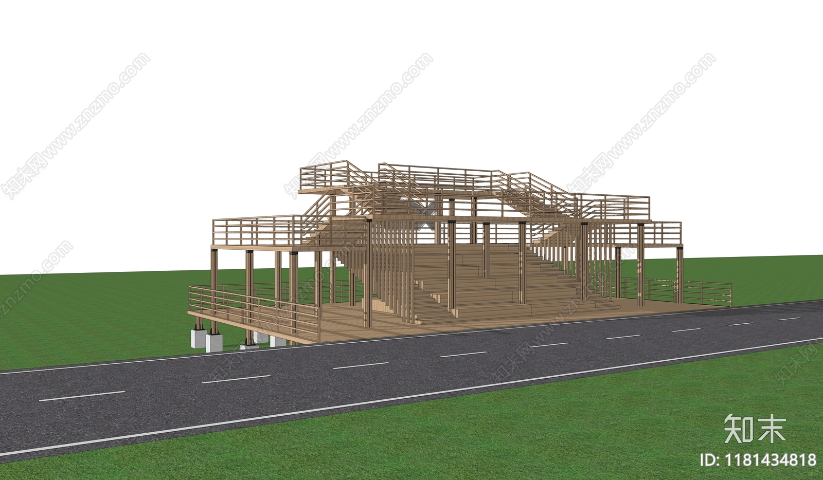 现代原木观景台SU模型下载【ID:1181434818】
