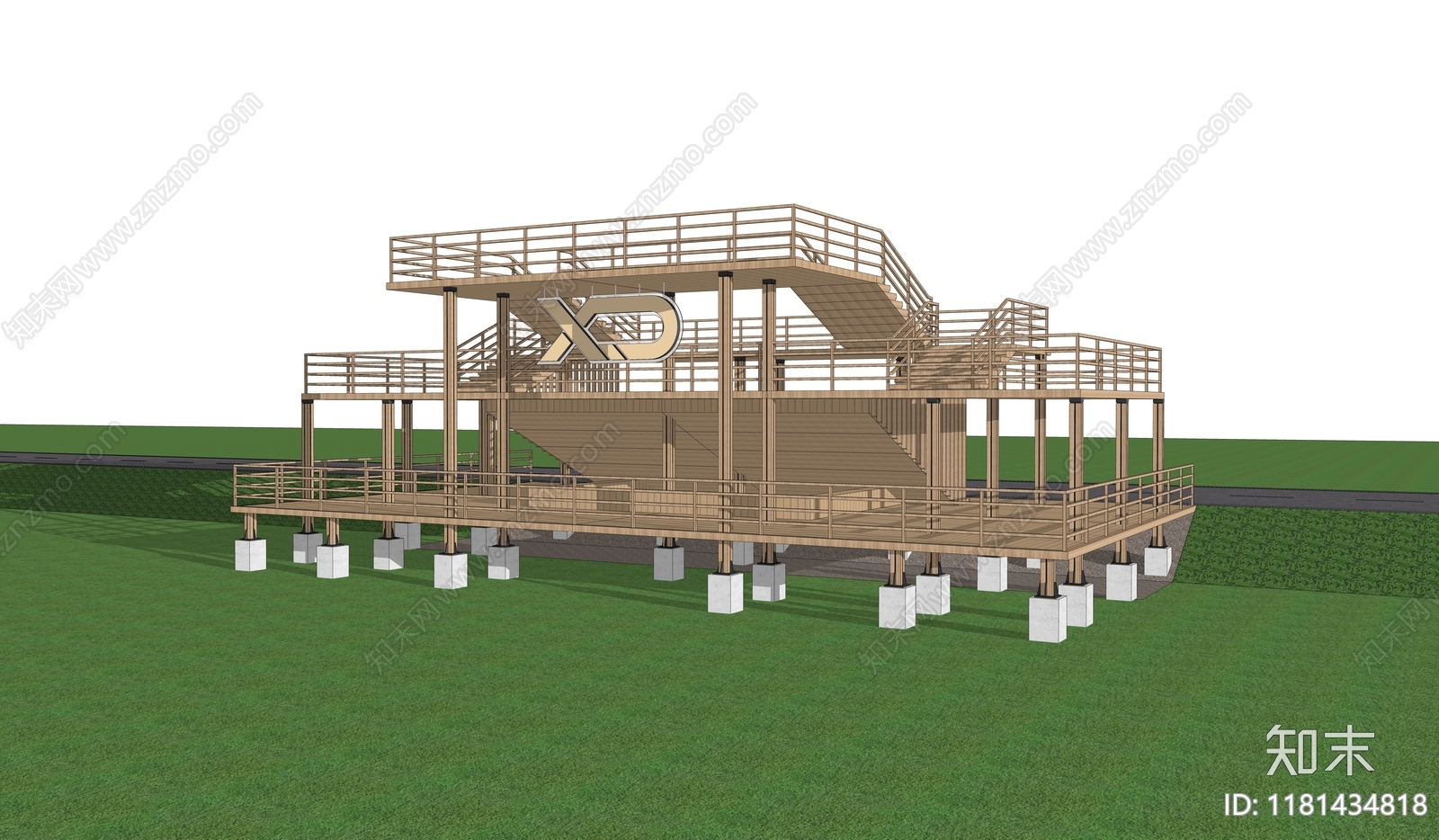 现代原木观景台SU模型下载【ID:1181434818】