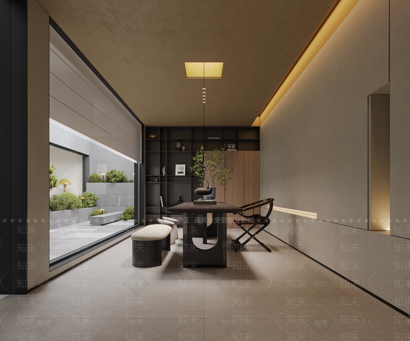 现代侘寂茶室3D模型下载【ID:1181450761】