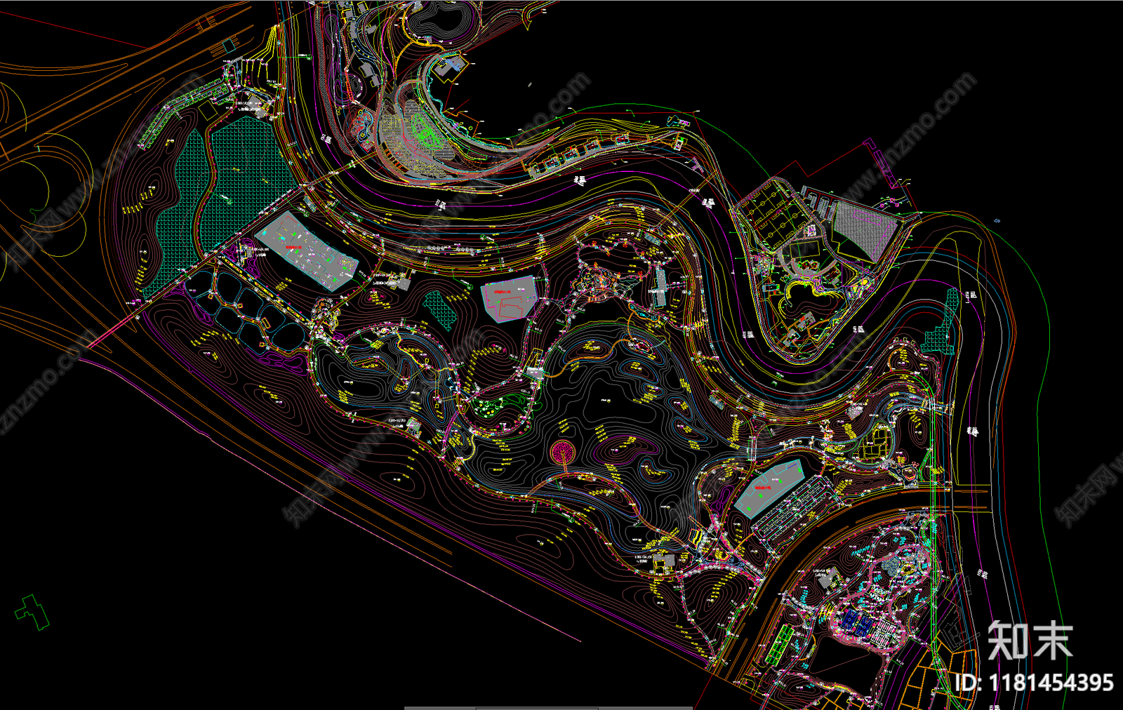 现代公园景观cad施工图下载【ID:1181454395】