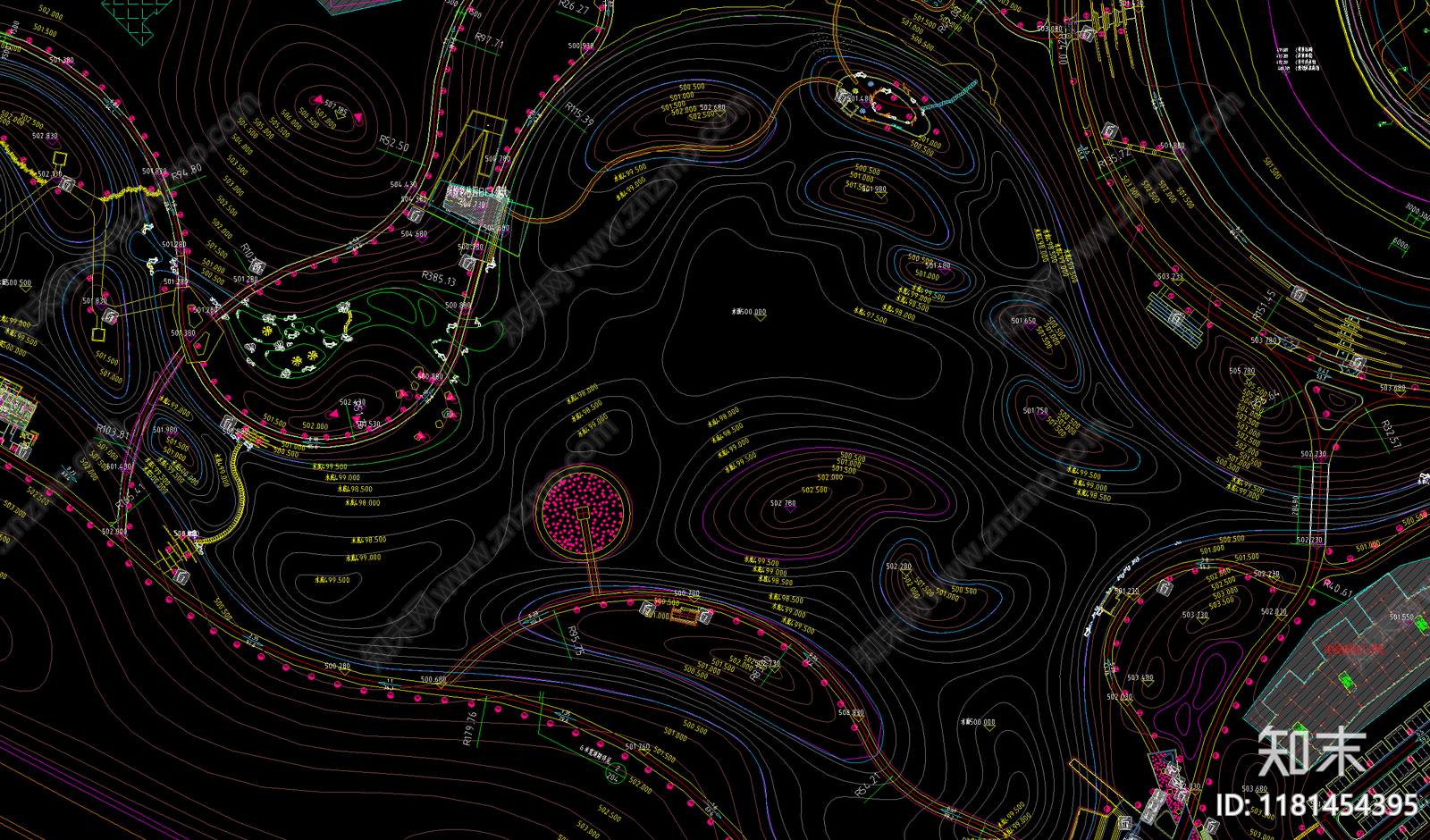 现代公园景观cad施工图下载【ID:1181454395】