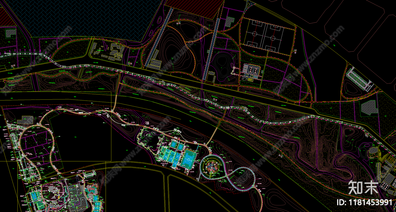 现代公园景观cad施工图下载【ID:1181453991】